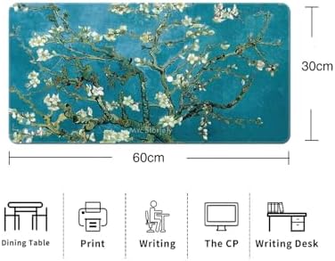 Alternative view of Van Gogh Desenli Masa Pedi 60x30 cm 3 mm Kaymaz Tabanlı Desk Mat Kumaş Mouse Pad Ofis Home Office İçin Geniş Pürüzsüz Yüzey Açık Yeşil