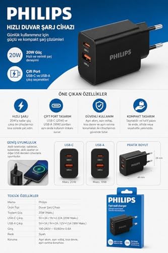 Alternative view of DLP4325AB/12 1*USB C 20W-1*USB A 18W Siyah Şarj Adaptörü