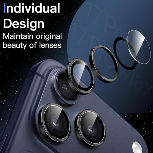 iPhone 17 Pro / 17 Pro Max İle Uyumlu CmCov Kamera Lens Koruyucu Kolay Tak Çıkar Ergonomik İnce Tasarım Kırılma Ve Çizilme Önleyici Lacivert - Görsel 2