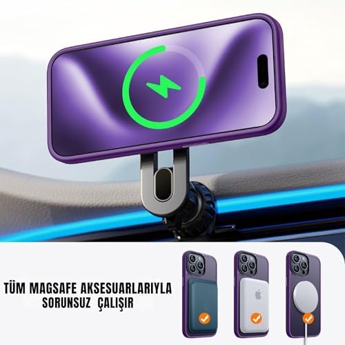 MADNOVA iPhone 14 Pro Max İçin Telefon Kılıfı Magsafe ile Uyumlu Kamera Korumalı Mat Şeffaf Görünümlü Telefon Kılıfı (Mor) - Görsel 2