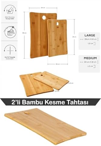 Alternative view of 2 Boy Bambu Kesme Tahtası Seti, Bambu Kesim Tahtası, Bambu Et Tahtası | Pratik ve Dayanıklı 2 Boy Bambu Kesme Tahtası Seti - Mutfakta Kesme İşlemlerini Kolaylaştırın!