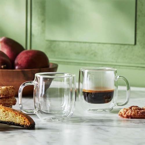 Borosilikat Çift Cidarlı Espresso Bardağı, Şeffaf, 100ml, Kulplu, 2'li Set - Görsel 3