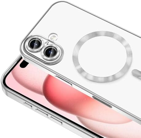 Apple iPhone 16 ile uyumlu Kılıf Kamera Korumalı Logo Gösteren Parlak renk kenar çizgileri ile şık bir tasarım Colored Z-Omega Kapak Gümüş