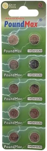 10 X PoundMax AG12,LR43,LR1142,386,1,5V Alkalin Düğme Pil