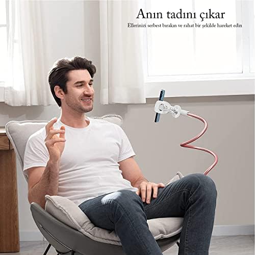 SAIJI IVY-85 Akrobat Esnek Telefon Tutucu, Masa için Esnek Uzun Kollu Telefon Montajı, Klips Braketi Kelepçe Standı 4.0-6.3'' Cep Telefonu Standı iPhone, vb. Tüm Telefonlar ile Uyumludur Pembe