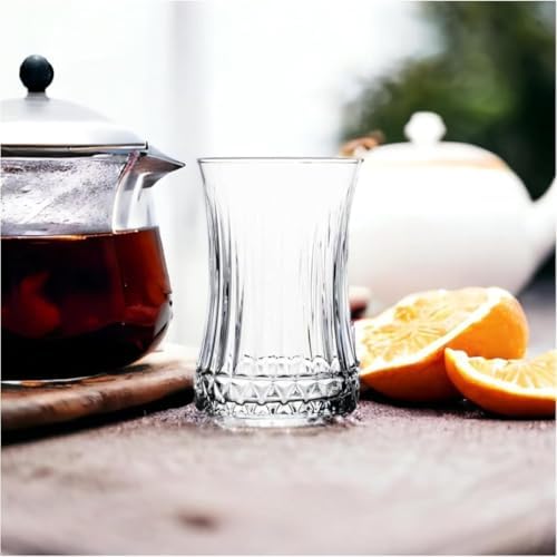 6’lı Desenli Cam Çay Bardağı Seti – 160 ml İnce Belli Modern Tasarım – Isıya Dayanıklı Cam Bardak – Şık ve Zarif Sunum İçin Çay ve Kahve Bardağı - Görsel 3