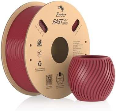 Creality Ender Fast PLA Filament 1,75 mm, 3D Yazıcı Filament 300 mm/sn'ye kadar Yüksek Hız, Geri Dönüştürülebilir Karton Makara, Çoğu FDM 3D Yazıcıya Uygun - 1 kg (2,2 lb) Kırmızı