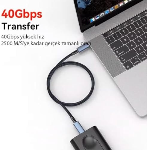 40Gbps 240W 4.0 Thunderbolt Type-C to Type-C Şarj, Data ve 8K 60Hz Görüntü Aktarım Kablosu Tip C 1 Metre ZR852 - Görsel 3