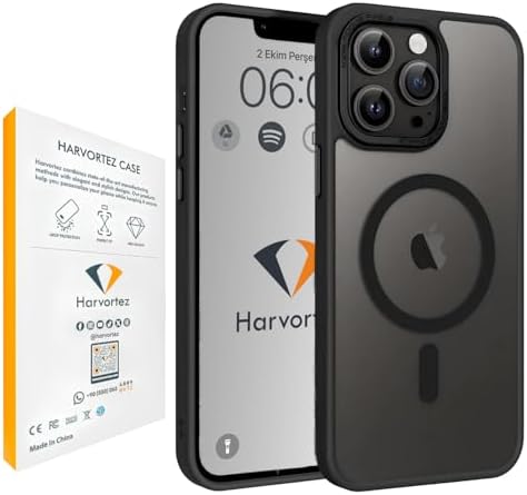 iPhone 13/14 Kılıf 6.1" MagSafe ile Uyumlu, Yarı Saydam Mat Cep Telefon Kılıfı, Sararmaz, Yükseltilmiş Metal Lens Çerçeve, Metal Tuşlar, Profesyonel Koruma Phone Case - Siyah - Görsel 2