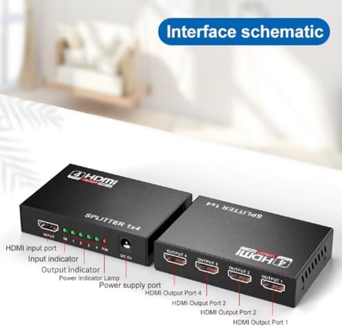 4 Portlu HDMI Splitter Dağıtıcı, 1 Giriş 4 Çıkışlı, Aynı Anda Görüntü Dağıtımı, 1.4V 1080P,