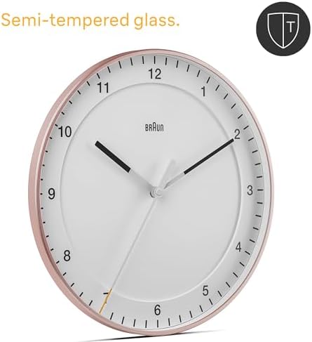 Alternative view of Sessiz Süpürme Hareketli Klasik Büyük Analog Duvar Saati, Okunması Kolay, Gül ve Beyaz 30 cm Çapında, Model BC17PW.
