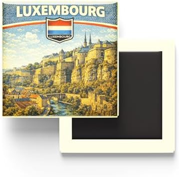 Lüksemburg Lüksemburg Şehri Temalı Vintage Buzdolap Magneti – 9x9 cm