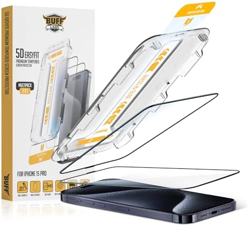 Buff, iPhone 15 Serisi ile Uyumlu 5D EasyFit 2 Adet Kolay Uygulama Aparatlı Ekran Koruyucu Temperli Cam, iPhone 15 Pro, Şeffaf - Görsel 3