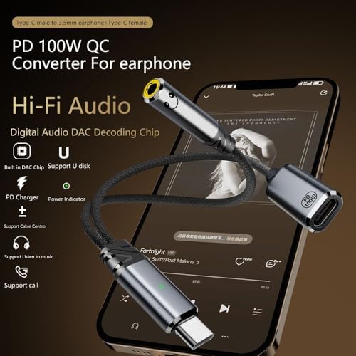 Type C to 2in1 3.5mm & Type-C Çevirici Dönüştürücü Kulaklık ve Hızlı Şarj - Görsel 3