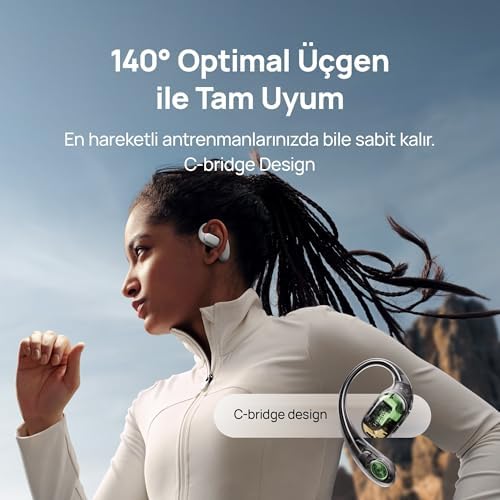 FreeArc Açık Tasarımlı Kulaklık, Yüksek Ses Kaliteli Bluetooth Kulaklık, Güvenli Uyum ve Konfor, IP57 Suya Dayanıklılık, 28 Saat Çalma Süresi, Sporcu Kulaklıkları, iOS & Android, Yeşil