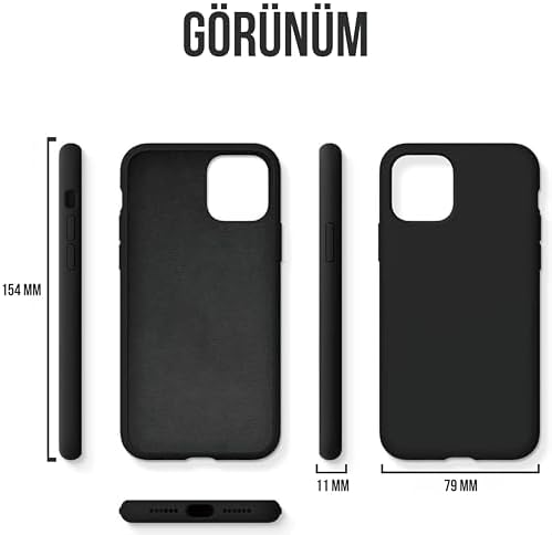 iPhone Kılıf İnce Sıvı Silikon 3 Katmanlı Tam Kaplamalı Yumuşak Jel Kauçuk Kılıf Kapak (Siyah, iPhone 12/12 Pro)