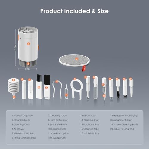 Alternative view of Airpods için 21'i 1 arada temizleyici kiti, temizleme seti, klavye, kulaklık, dizüstü bilgisayar, iPhone telefon şarj bağlantı noktası ve ekran, kamera lensi, bilgisayar, Airpod Pro, mini