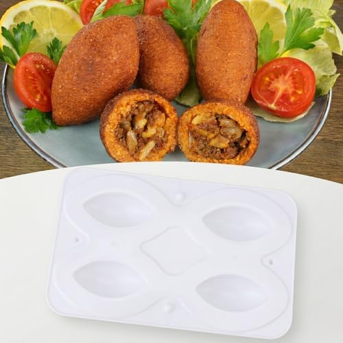 Pratik 4'lü İçli Köfte Kalıbı, Kolay Temizlenebilir Yapı, Aynı Anda 4 Adet Hızlı ve El Değmeden Hijyenik Şekillendirme, Ev ve Restoran Kullanımına Uygun 4'lü Köfte Kabı - Görsel 3