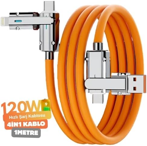 A6019 Usb Type C Lightning 4 in 1 Hızlı Şarj Data Kablosu Çevirici Dönüştürücü Adaptör 100-120W - 1M - Görsel 3
