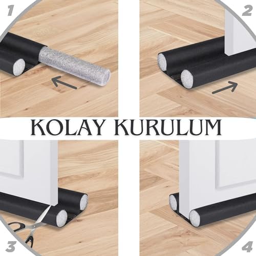 , Kapı Altı Rüzgar Önleyici,Isı Yalıtım Süngeri, Kapı Altı Sızdırmaz Bant, Eşik Altlığı, Kapı Stoperi (Gri) - Görsel 3