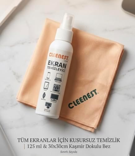 Alternative view of Ekran Temizleyici Seti – 125 ml Nazik Sprey & Yumuşacık 30x30 Kaşmir Bez – Tüm Ekranlar İçin Parlak Çözüm