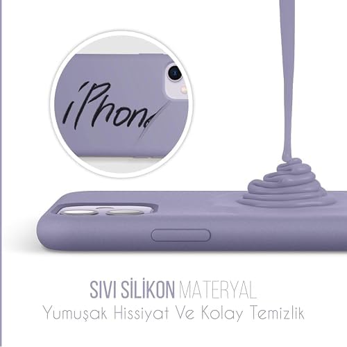 iPhone Kılıf İnce Sıvı Silikon 3 Katmanlı Tam Kaplamalı Yumuşak Jel Kauçuk Kılıf Kapak (Lila, iPhone 11) - Görsel 2