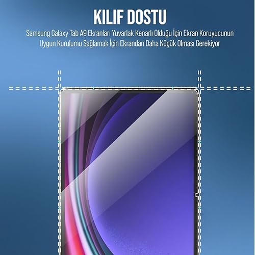 Alternative view of Tablet için Tasarlanmış Uçtan Kenara Kapsama Tam Koruma Dayanıklı Temperli Cam (Galaxy Tab S9 X710)