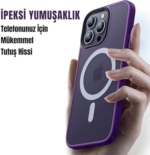 MADNOVA iPhone 14 Pro Max İçin Telefon Kılıfı Magsafe ile Uyumlu Kamera Korumalı Mat Şeffaf Görünümlü Telefon Kılıfı (Mor) - Görsel 3