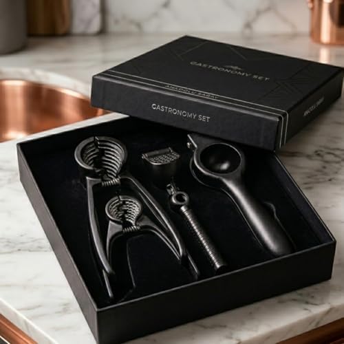 Chef Gastronomy Set, Mat Siyah Eloksal Döküm, Fındıkkıran ve Narenciye Sıkacağı, Profesyonel Mutfak Seti