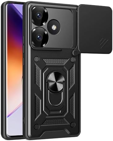 Xiaomi ile uyumlu Poco F6 Kılıf Magnetik Standlı Kamera Korumalı Zore Sürgülü Vega Kapak Siyah - Görsel 2