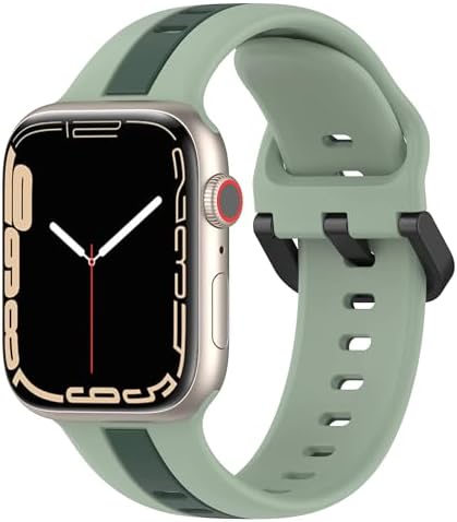 Alternative view of Apple Watch ile Uyumlu 42/44/45/49 MM için Metal Tokalı Spor Silikon Kordon Çift Renkli Hava Alabilen Delikli Kayış