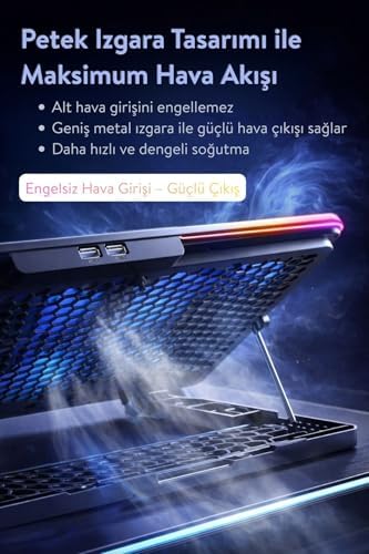 Nitro RGB Işıklı 8 Fanlı LCD Göstergeli 2 Usb Girişli Yükselebilen Notebook Soğutucu S23
