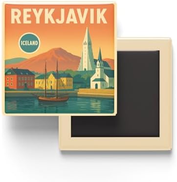 Alternative view of Reykjavik İzlanda - Eski Liman - Baskılı Buzdolap Magneti Kare 9x9 cm