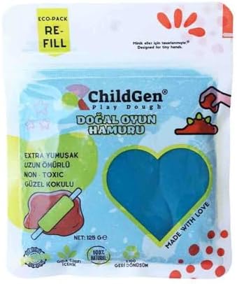 Doğal Oyun Hamuru - Mavi -vakumlu Kartuş Paket - (ecopack-refill) - Görsel 3