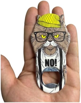 Sevimli Kedi Şişe Açacağı Mıknatıs, Buzdolabı Mıknatısı Bira Kola Barmen Mutfak Barmen için Silikon Metal Şişe Açacağı Metal Yenilik Sevimli Eğlenceli Şekil, Benzersiz Doğum Günü Bira Hediyeleri - Görsel 3