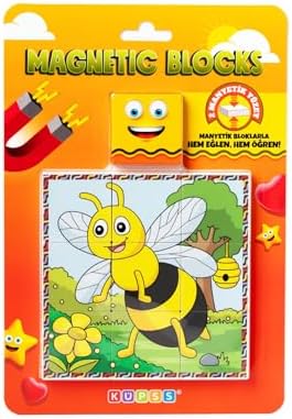 Alternative view of Manyetik Blok Çift Taraflı 9 Parçalı Mıknatıslı Arı-Kelebek Puzzle - 2 Görsel YapBoz