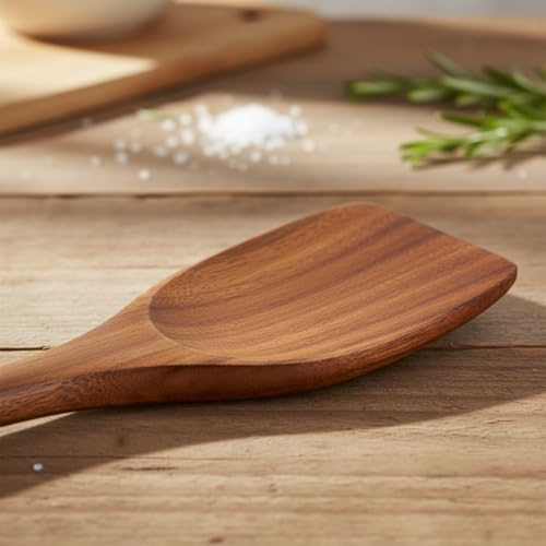 Doğal Akasya Ağacından El Oyması Servis Çatalı 26cm | Antibakteriyel, Dayanıklı ve Çevre Dostu Ahşap Kaşığı – Şık ve Uzun Ömürlü Mutfak Gereci (Akasya Geniş Spatula) - Görsel 2