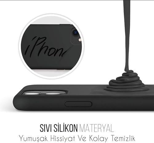 iPhone Kılıf İnce Sıvı Silikon 3 Katmanlı Tam Kaplamalı Yumuşak Jel Kauçuk Kılıf Kapak (Siyah, iPhone 11) - Görsel 2