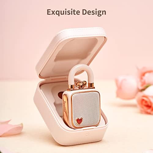 Alternative view of divoom Love-Lock Bluetooth hoparlör, küçük taşınabilir müzik kutusu, kablosuz stereo eşleştirme, retro ses kutusu, sevimli masaüstü dekorasyonu, kızlar için, pembe