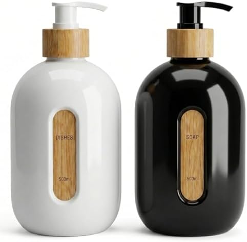 Alternative view of 500 ml Cam Sıvı Sabunluk - Bambu Pompalı ve Etiketli Şık Tasarım (1 Adet) Asorit Gönderim