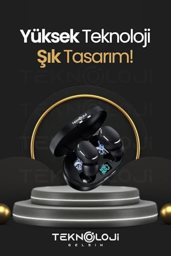 E6s Dots Bluetooth Kablosuz Kulaklık, Çift Mikrofon, HD Ses, Extra Bass, Powerbank Kutu, Siyah