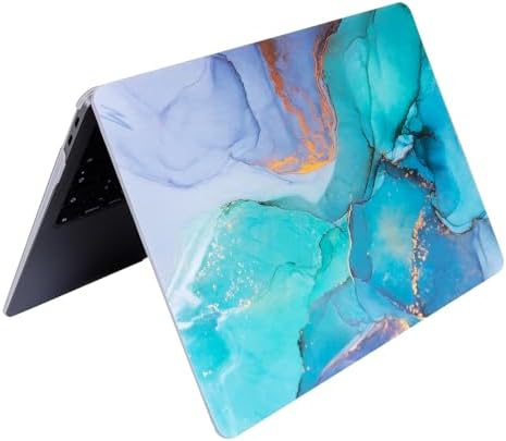 MateBook D15 Uyumlu Kristal Parlak TPU Kılıf | Mermer Desenli Lazer Baskı İnce Sert Kapak Laptop Koruyucu Açık Yeşil
