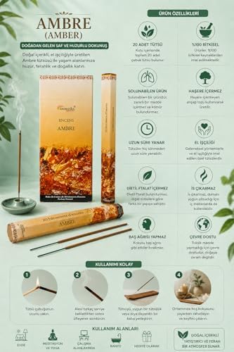 Doğal Amber Çubuk Tütsü (20 Aromatika Çubuk Tütsü) - Görsel 2