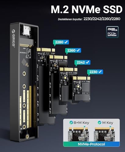 USB3.1 Gen2 10Gbps M.2 NVMe SSD Disk Kutusu Alüminyum