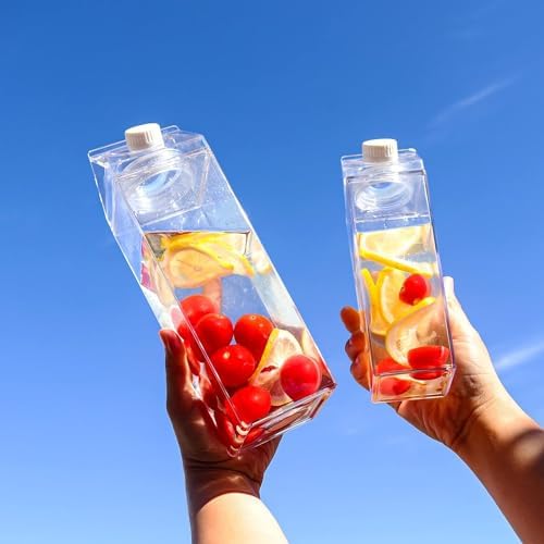 Süt Kutu Tasarımlı Su Kahve Içecek Şişesi | Cam Değildir | Kahve Ve Sunum Bardağı Ve Matarası 500-600ml