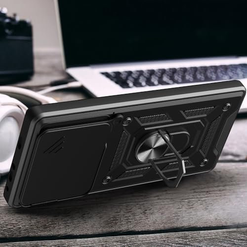 Spia Xiaomi 15T Pro ile Uyumlu Kılıf Sürgülü Siyah Panther Yüzüklü Silikon Orijinal (Xiaomi 15T Pro ile Uyumlu, Sürgülü Siyah)