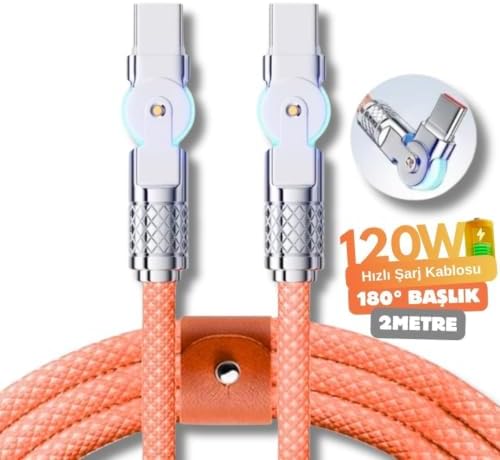 A6018 Type C To Type C Hızlı Şarj Data Kablosu Çevirici Dönüştürücü Adaptör 180° Döner 120W - 2M