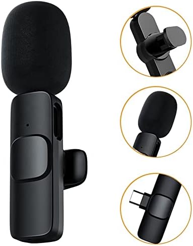 Type-c 2 Adet Mikrofonlu Tek Alıcılı Kablosuz Cep Telefonu İçin USB C Girişli Gürültü Önleyicili Profesyonel Dış Mekan Vlog Canlı Yayın Youtuber Yaka Mikrofonu Siyah - Görsel 3