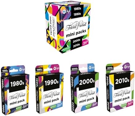 Hasbro Gaming Trivial Pursuit Mini Paketler Çoklu Paket, Yetişkinler ve Gençler İçin Eğlenceli Trivia Soruları 16+, İçerir 4 Yıllar İçeren 4 Oyun - Görsel 2