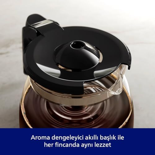 Filtre Kahve Makinesi, 1,2 Lt Kapasite, Otomatik Kapanma, Cam Demlikli, Siyah ve Metal, HD7462/20